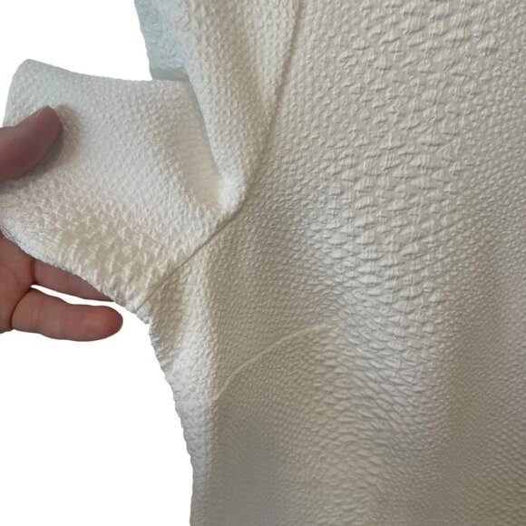 H&M Divided| White embossed Snake skin Print Peplum Zipper back top SZ 14 - Picture 6 of 9